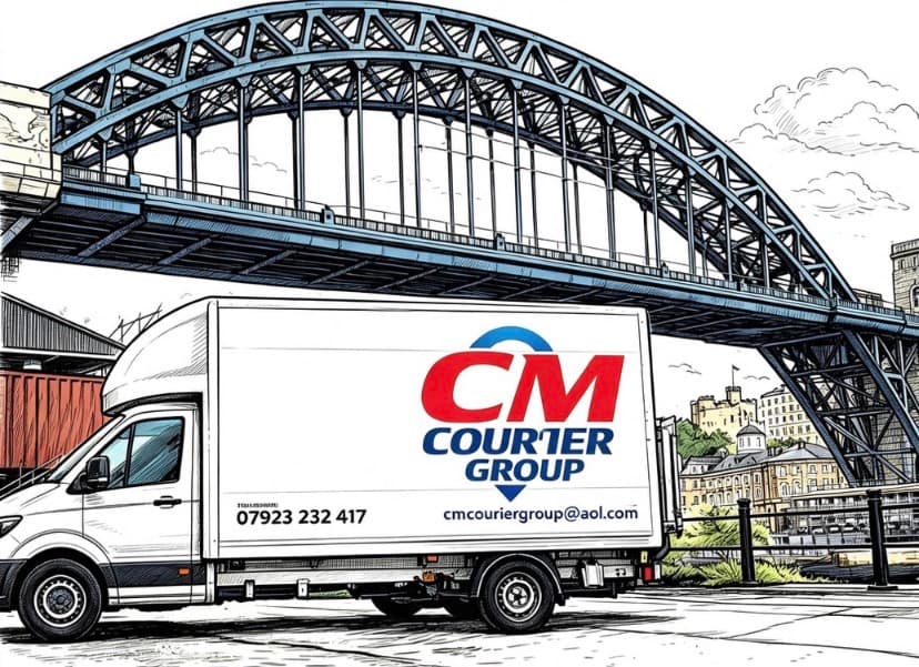 CM Courier Group van beneath the Tyne Bridge, Newcastle